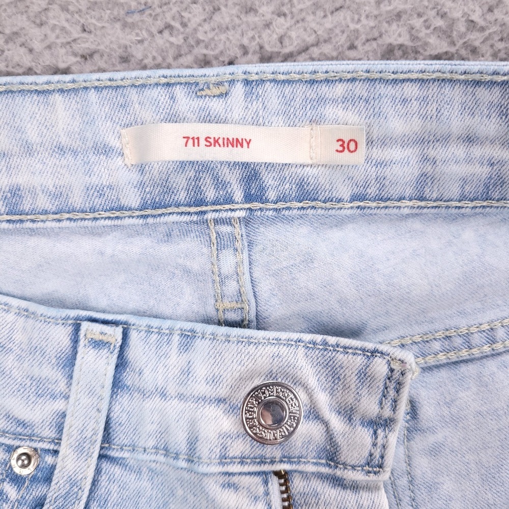 LEVIS 711 Jeans Size 30 Skinny Mid Rise Light Acid Wash Stretch Denim - Picture 6 of 14